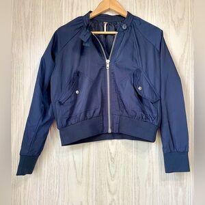 Free People Navy Blue Bomber Jacket Size XS EUC